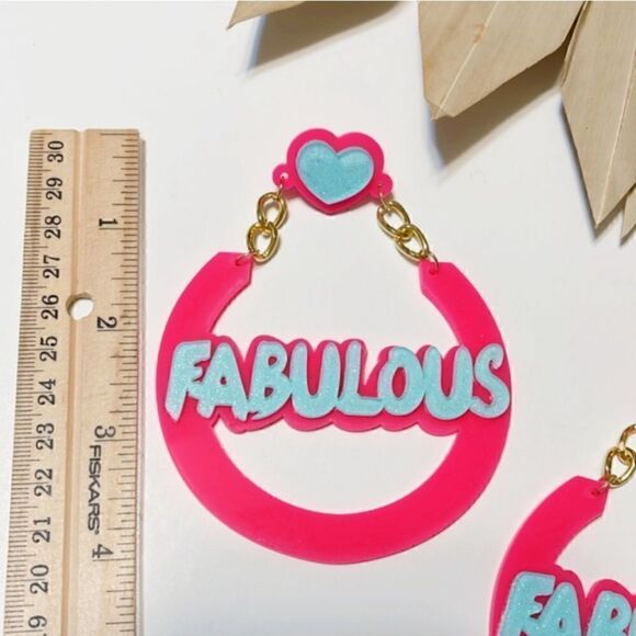 Heart earrings in blue and pink #779 - Picture 5 of 6